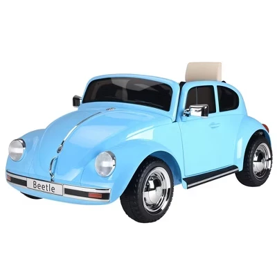 Лицензионный детский электромобиль Volkswagen Beetle Electric Ride-On Car, игрушка на батарейках с дистанционным управлением, музыкальный рожок, подсветка MP3 для детей от 3 до 6 лет, синий