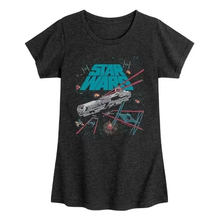 Футболка для девочек Star Wars Millennium Falcon, черная