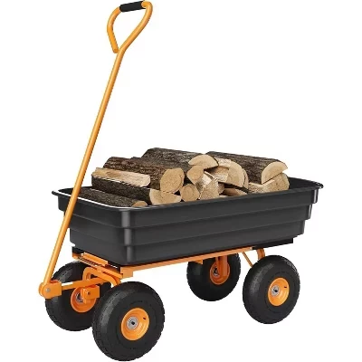 Heavy Duty Garden Dump Cart, 4 Cu Ft Yard Wagon with 10
