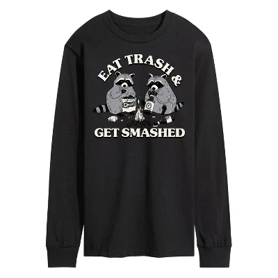 Мужская футболка с длинным рукавом Eat Trash Get Smashed с графическим рисунком, черная