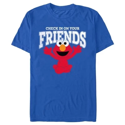Мужская футболка Check In On Your Friends Cute Elmo синего цвета