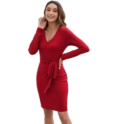 Женское платье-свитер Yesfashion, винное