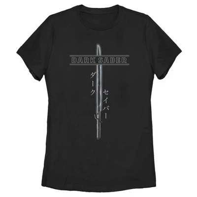 Женская футболка The Mandalorian Darksaber Katakana, черная