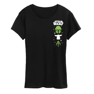 Женская футболка с коротким рукавом и графическим рисунком The Mandalorian Mando Icons, черная