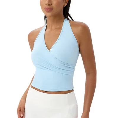Женский спортивный топ Yesfashion с открытой спиной, голубой