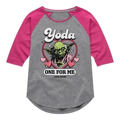 Футболка Valentine Yoda One For Me с регланом и графическим принтом 