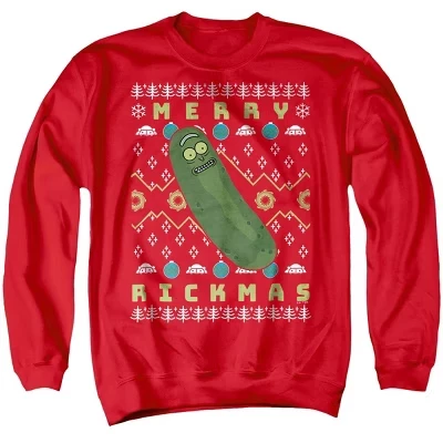Мужская толстовка с круглым вырезом Merry Pickle Rickmas Ugly Christmas, красная
