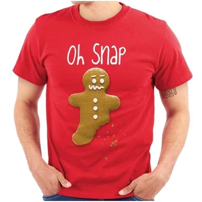 Забавная Рождественская футболка с рисунком Oh Snap Gingerbread для мужчин или женщин красного цвета