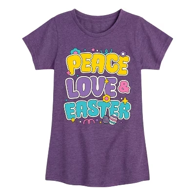 Peace Love Пасхальная приталенная футболка с коротким рукавом и рисунком heather purple