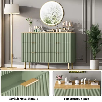 Комод SunnyFurn Modern Fluted, 6 ящиков, серый