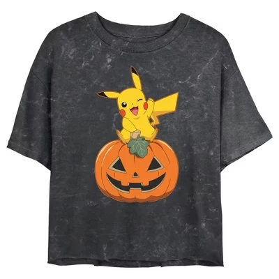 Женская укороченная футболка Pokemon Пикачу, черная