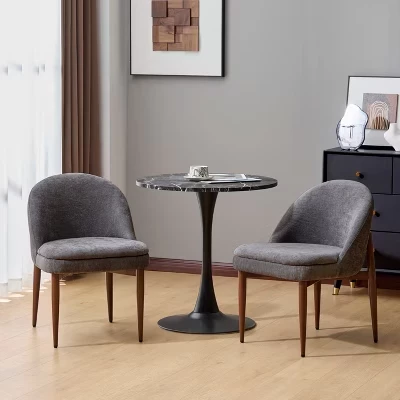 Железные обеденные стулья Carew Modern с обивкой из синели (комплект из 2-х) серого цвета