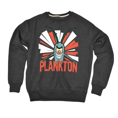 Толстовка Spongebob Plankton Slim Fit с круглым вырезом горловины цвета древесного угля