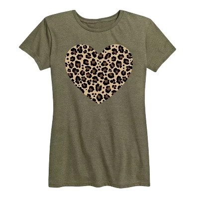 Women's -  - Leopard Heart Short Sleeve Graphic T-Shirt burnt olive