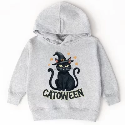 Толстовка с капюшоном для малышей Catoween Cat серого цвета