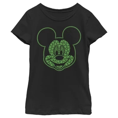 Женская футболка Disney Mickey Mouse Clover Smile для девочек, черная