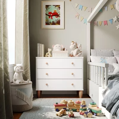 Детский комод Buzz & Bloom 3 ящика, белый