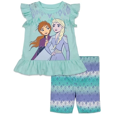 Комплект одежды Frozen Princess Anna Elsa для маленьких девочек в футболке и шортах - Малышка Анна / elsa