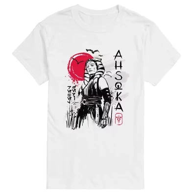 Men's -  - Ahsoka Ink Drawing Short Sleeve Graphic T-Shirt white