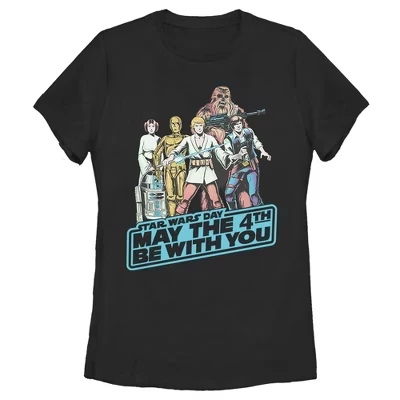 Женская футболка с классическим постером May the Fourth, черная