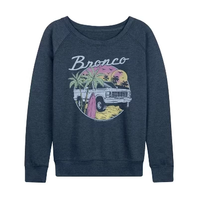 Женская пляжная рубашка Bronco из легкого французского махрового материала с широким вырезом и длинным рукавом с графическим рисунком heather indigo