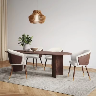 Обеденный стул Reeva Modern с обивкой из кожзаменителя - кремовый