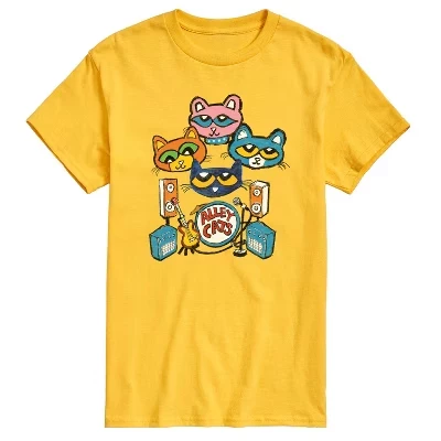 Мужская футболка с коротким рукавом и рисунком кота Пита - Alley Cats Heads, желтая