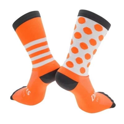 Cycling Athletic Socks Sweat-Absorbent Anti-Odor Anti-Friction Outdoor Nylon Neutral and Universal 1 Pair gray, orange