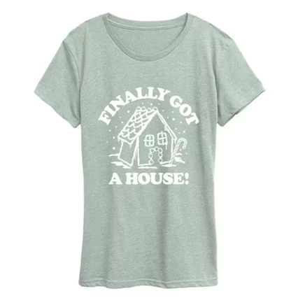 Женская футболка Finally Got a House с коротким рукавом и рисунком heather sea foam