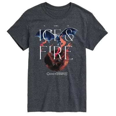 Мужская футболка с коротким рукавом Fire And Ice Got с графическим рисунком heather charcoal