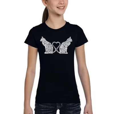 Футболка с изображением сердечек из кошачьего хвоста - Girl's Word Art, черная