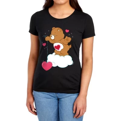 Футболка Women's Care Bear Tenderheart Bear Fishing Hearts черного цвета