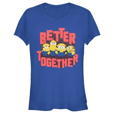 Женская футболка minions better together, синяя