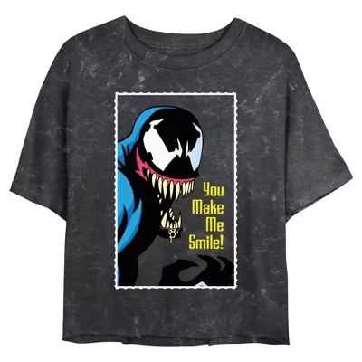 Укороченная футболка Junior's Marvel: Smile черного цвета