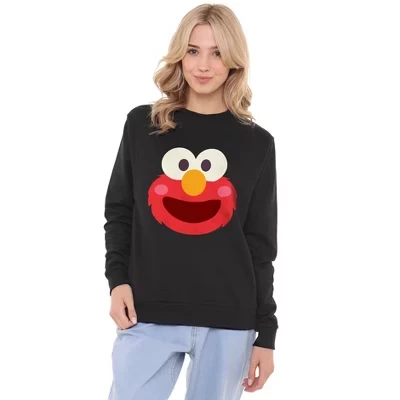 Женская толстовка Elmo Kawaii Face Crew черного цвета