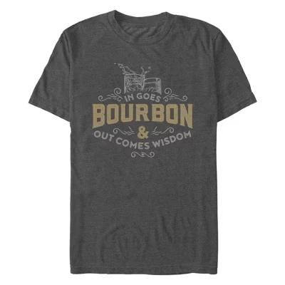 Мужская футболка Lost Gods In Goes Bourbon & Out Comes Wisdom от бренда charcoal heather