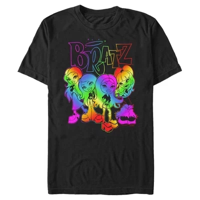Мужская футболка Bratz Rainbow Dolls, чёрная