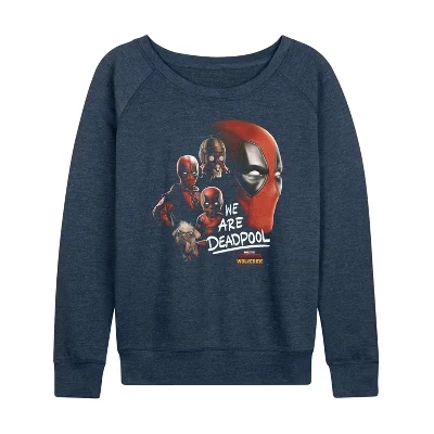 Женская - - Deadpool & Wolverine We - легкая французская махровая рубашка с широким вырезом и длинным рукавом с графическим рисунком heather indigo