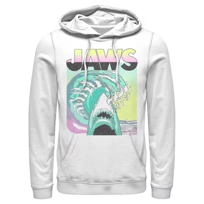 Мужское худи Jaws «Цветная волна 80-х», белое
