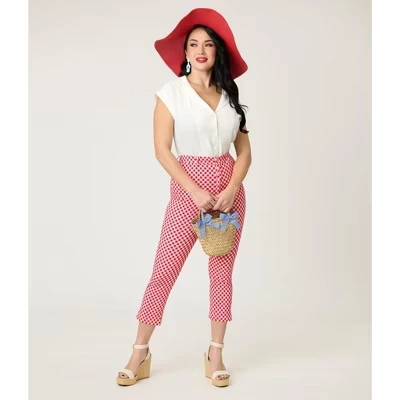 Женские капри Unique Vintage Rachelle в клетку, красные