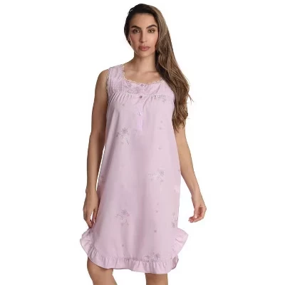 Тканая ночная рубашка без рукавов с цветочной вышивкой - Cute PJ Babydoll Sleepwear фиолетового цвета