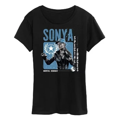 Женская футболка Sonya с коротким рукавом и рисунком, черная