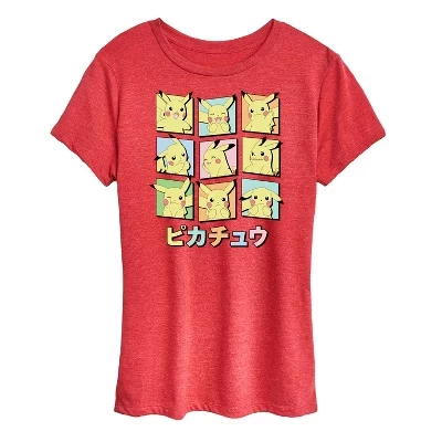 Женская футболка Pokémon Pikachu Expression Grid, красная