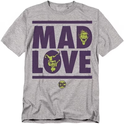 Men's  Valentine's Day Joker Harley Quinn Mad Love T-Shirt athletic heather
