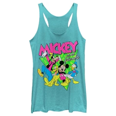 Женская спортивная майка с логотипом группы Mickey & Friends 80-х годов, синяя