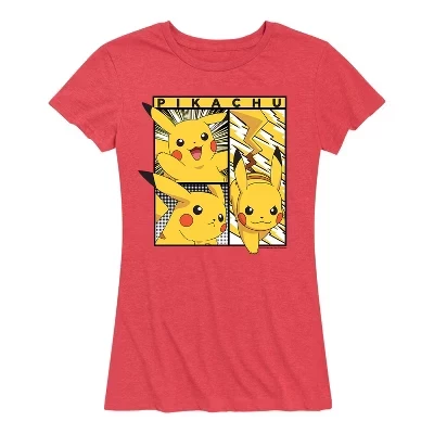 Женская футболка Pokémon Pikachu Poses Art, красная
