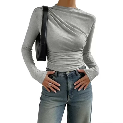 Женский топ Yesfashion с драпировкой, серый