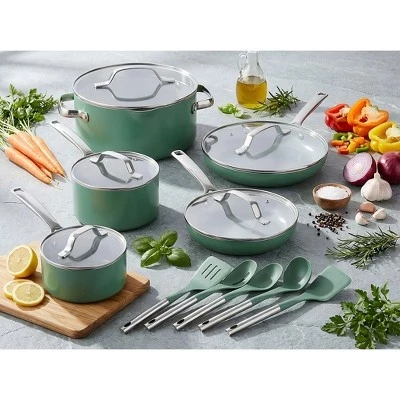 Набор кастрюль и сковород Gotham Steel Modern, 15 пр., шалфейный