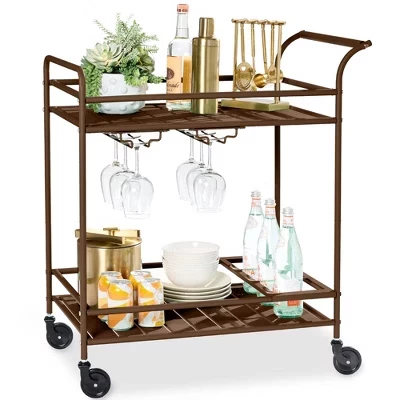 Барная тележка Best Choice Products 2‑уровневая, коричневая