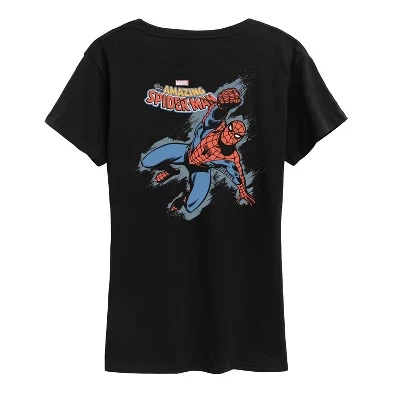 Women's -  - Spider-man Grunge Style Short Sleeve Graphic T-Shirt black